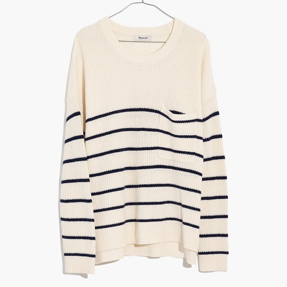 MADEWELL Thompson pocket pullover sweater in Nautical stripe | MEDIUM